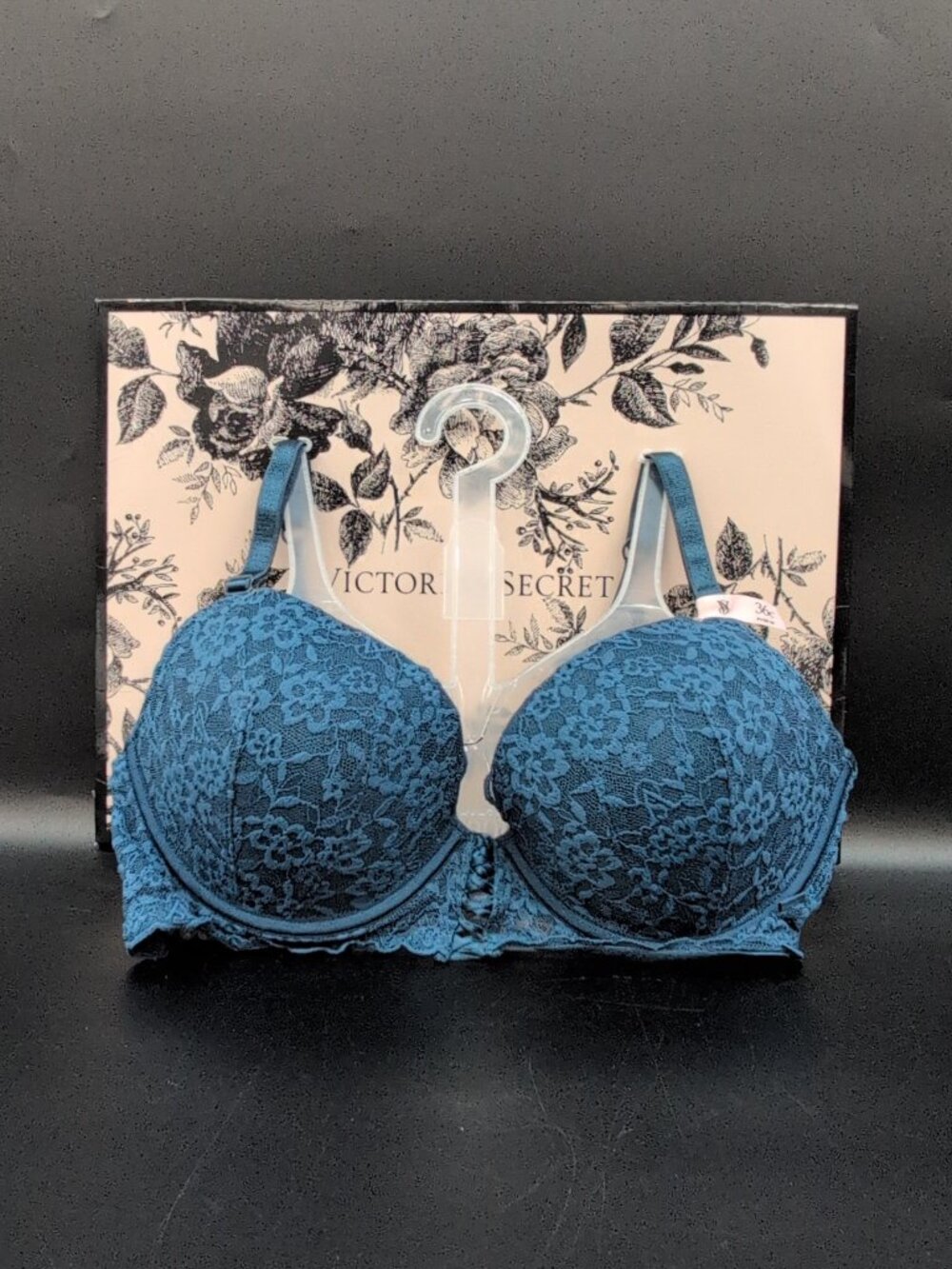 Victoria Secret Sexy Tee Smooth Lace Medium Lift Push Up Bra 36C Midnight Sea